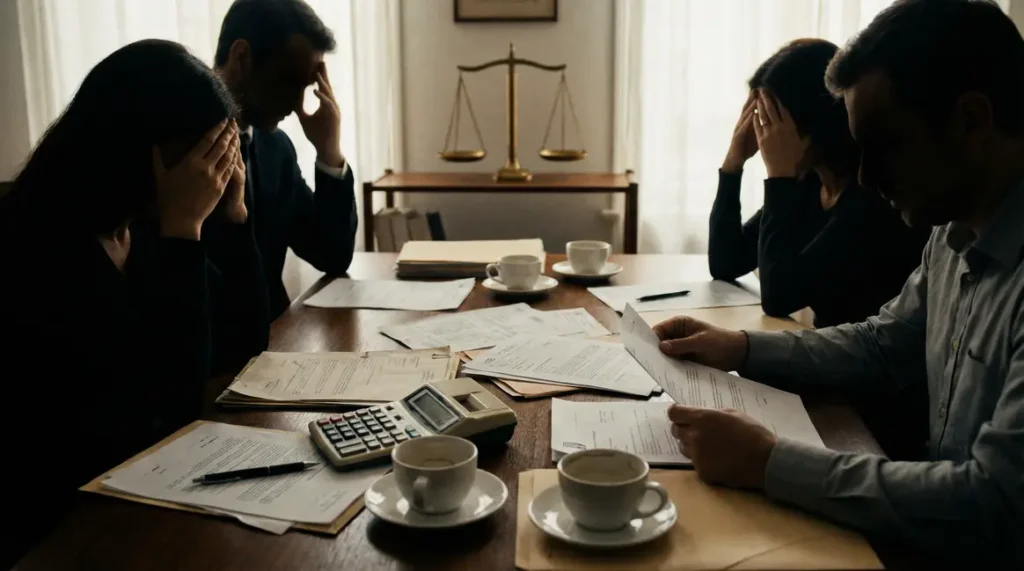 table succession avec famille et balance justice