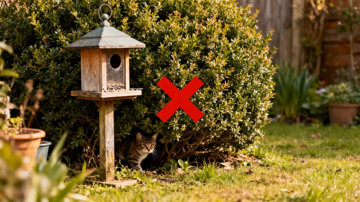mangeoire trop proche buisson chat danger
