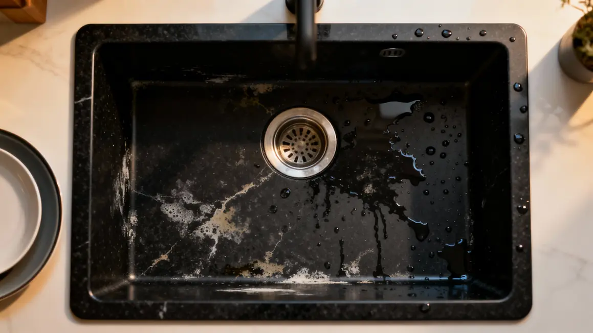 evier noir calcaire cuisine moderne