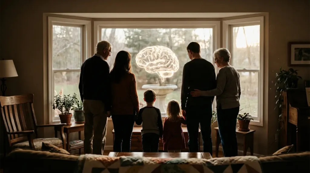 famille multigenerationnelle espoir Alzheimer cerveau progrès