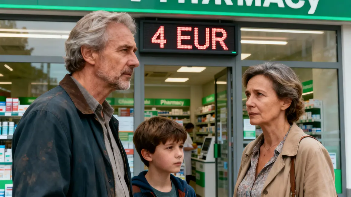 Famille devant pharmacie, évolution du reste-à-charge sécurité sociale