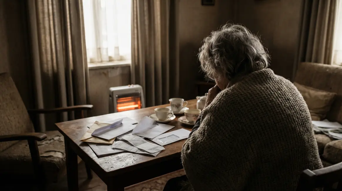 femme agee seule factures salon sombre hiver