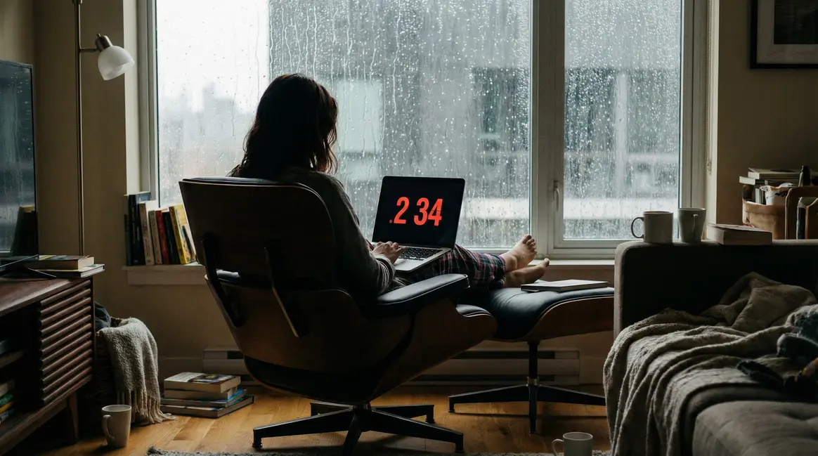 Silhouette femme decouragee devant ordinateur pluie refus emploi