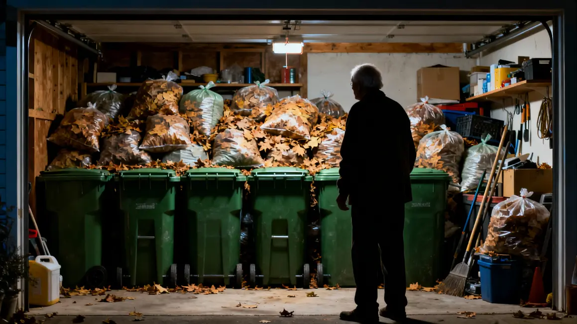 Garage encombré sacs déchets verts Limoges hiver