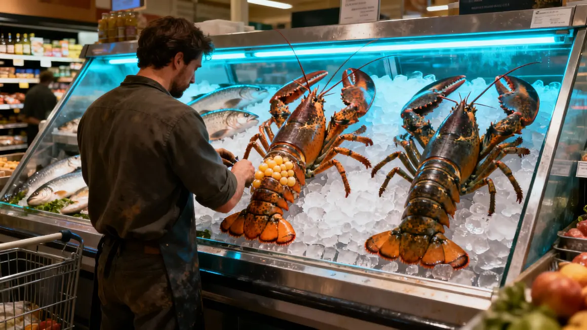 Sauvetage homards vivants à la poissonnerie Super U