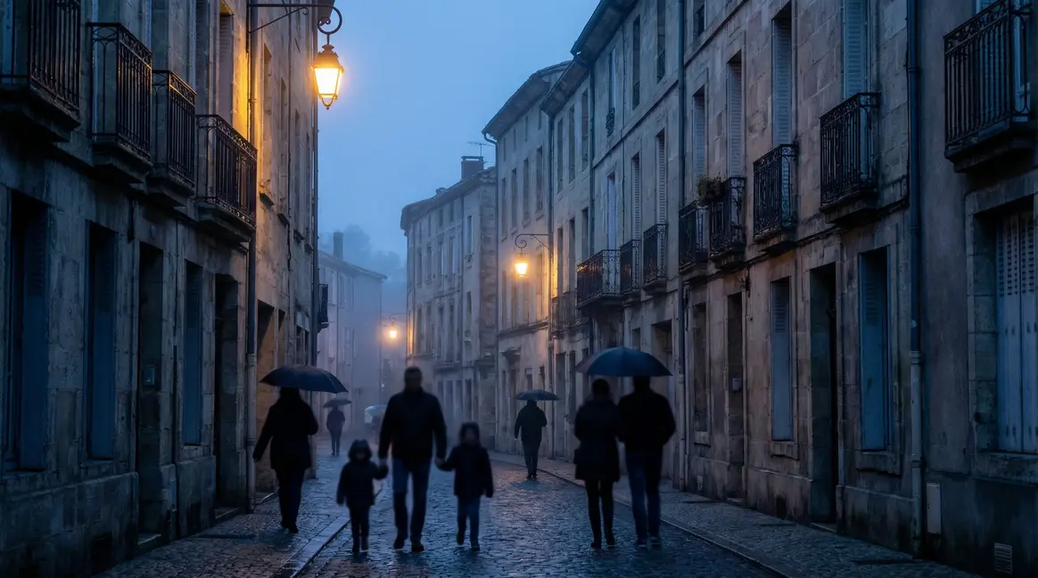 insecurite en france silhouettes familles rue crepuscule