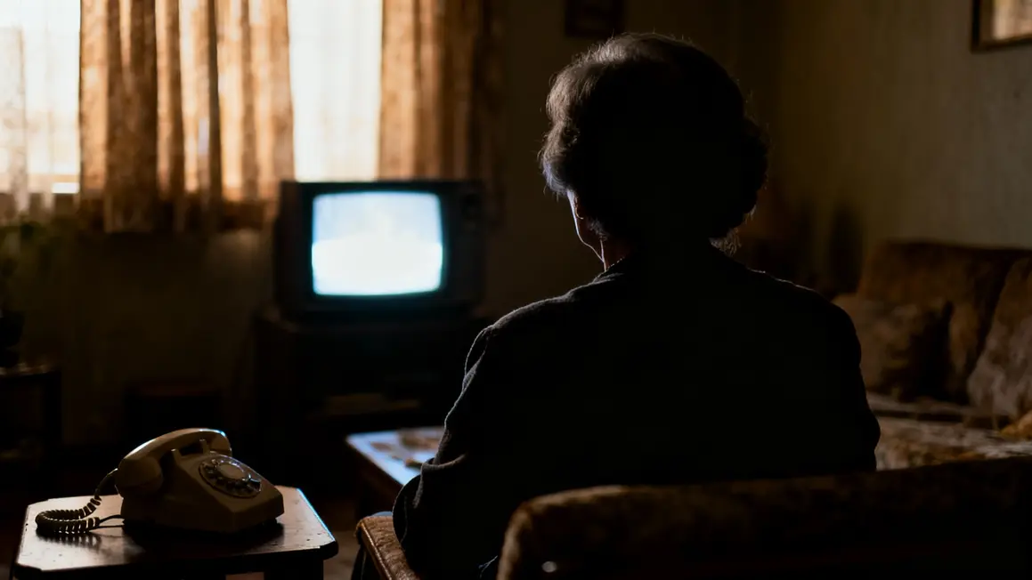 femme agee seule television telephone