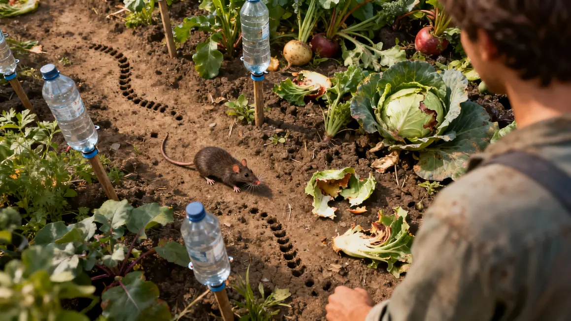 Jardin traces rats bouteilles plastique anti rongeurs