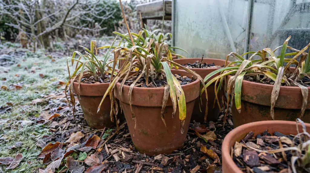 agapanthes en pot jardin hiver paillage humidité gel