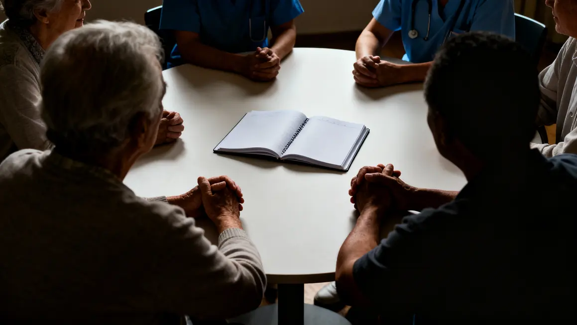 Seniors soignants lien humain table ronde