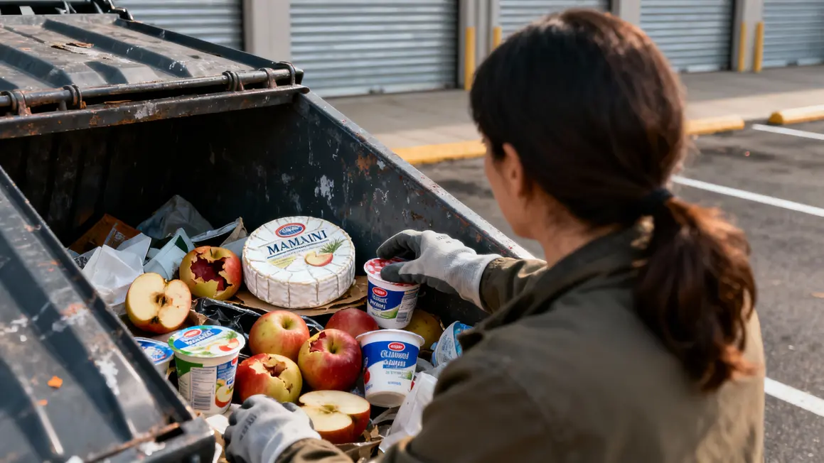 Main gantée récupère aliments benne Lorris