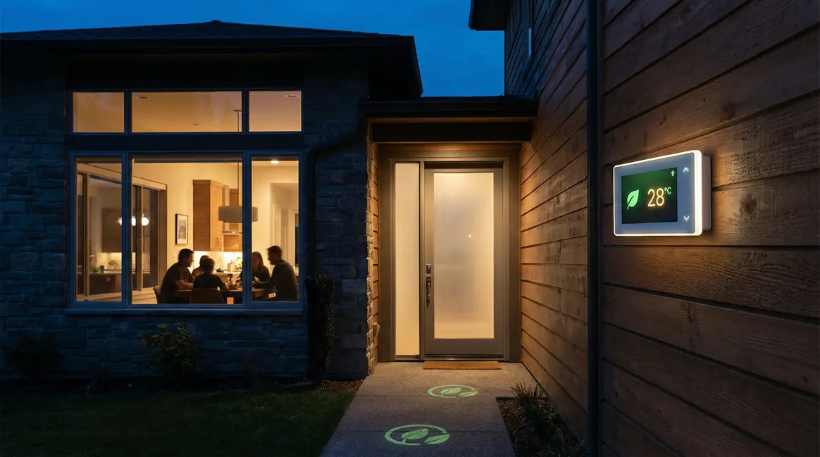 maison moderne avec thermostat digital economise energie