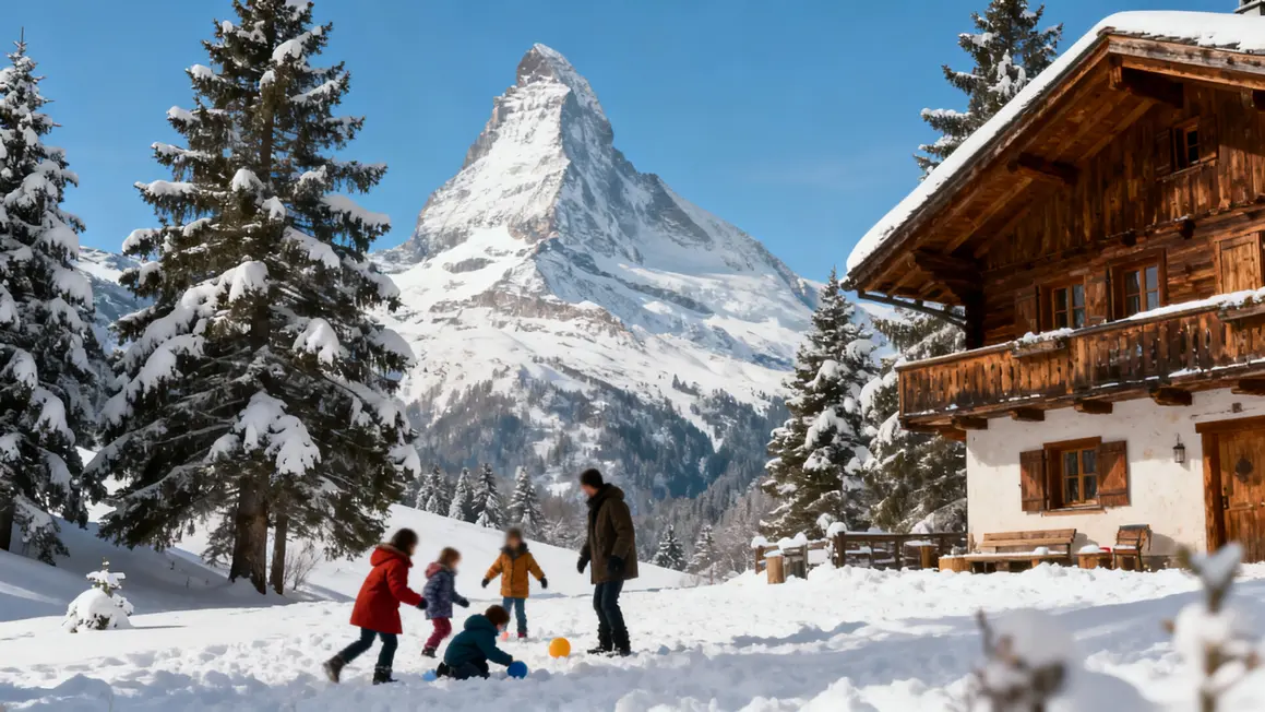 Chalet famille neige montagne sapins altitude 1500m