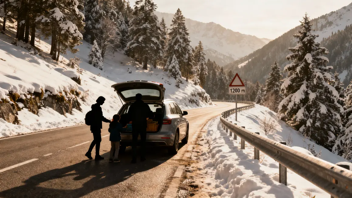 route montagne neige famille vigilance froid