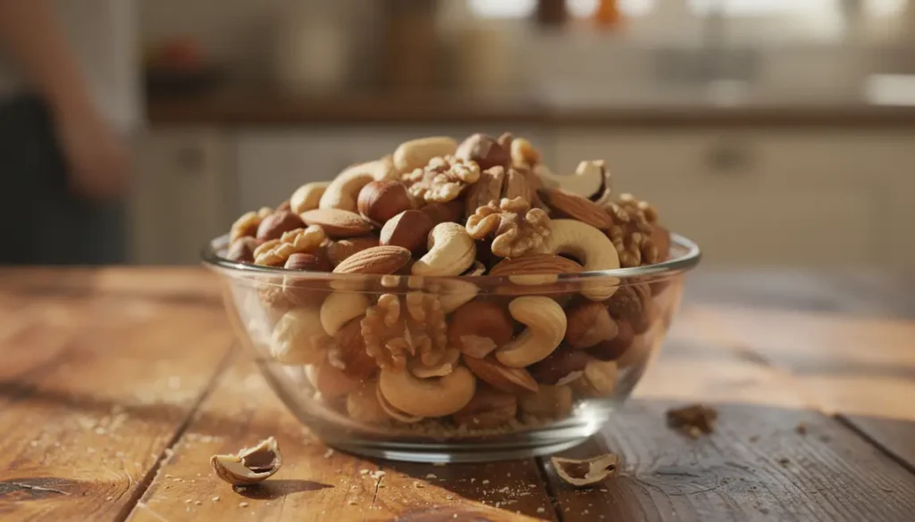 Bol avec noix saines en cuisine