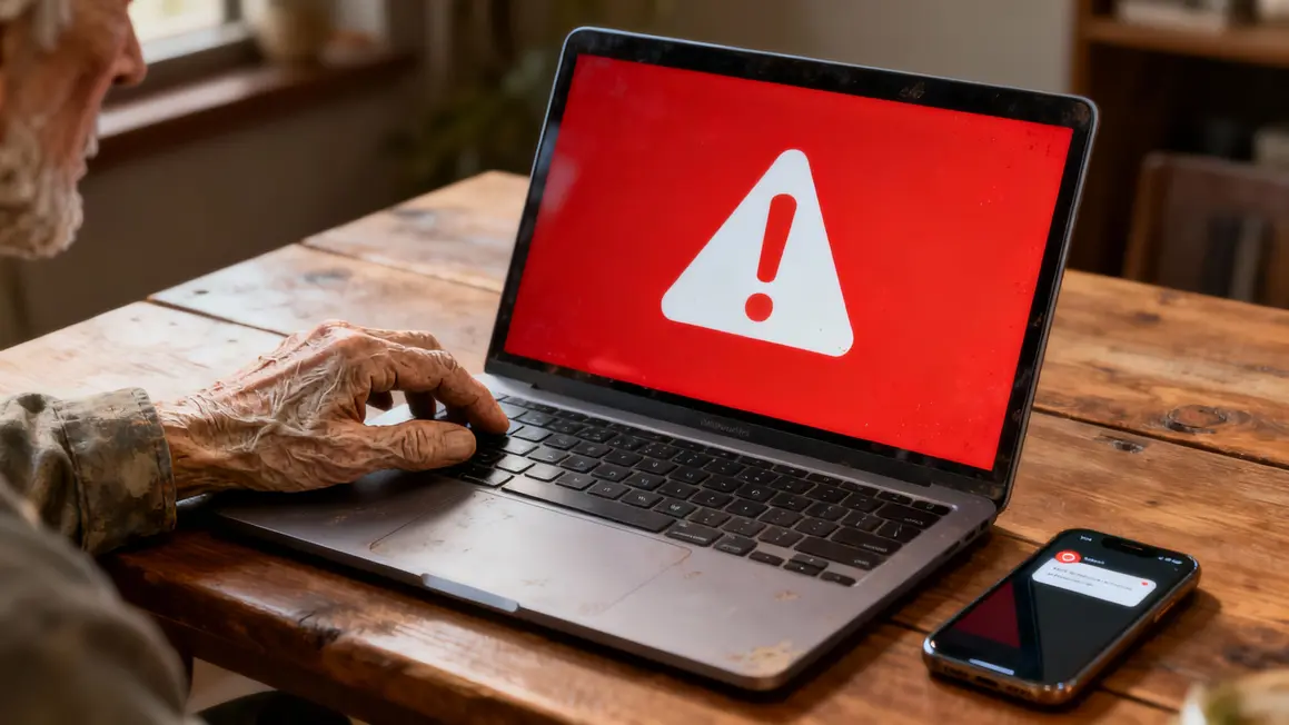 Odile main agee ordinateur alerte securite cle
