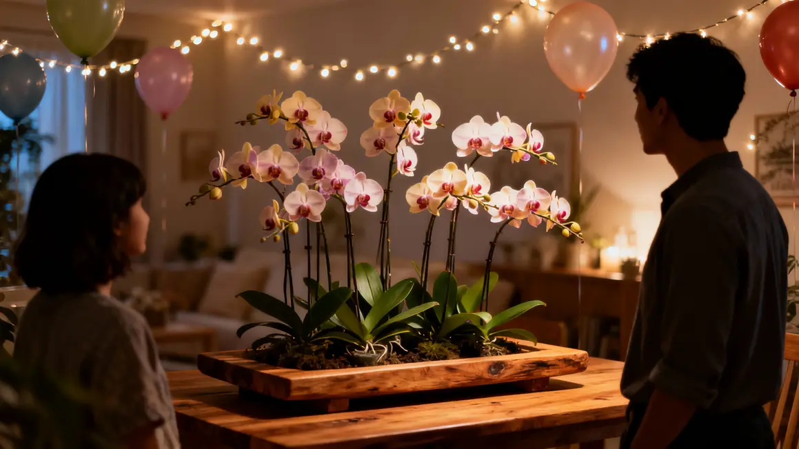 Floraison orchidées plateau fête familiale