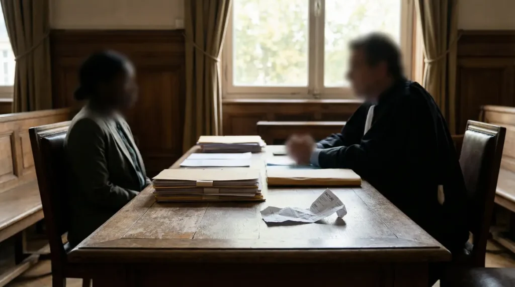 Tribunal avec pension alimentaire et documents
