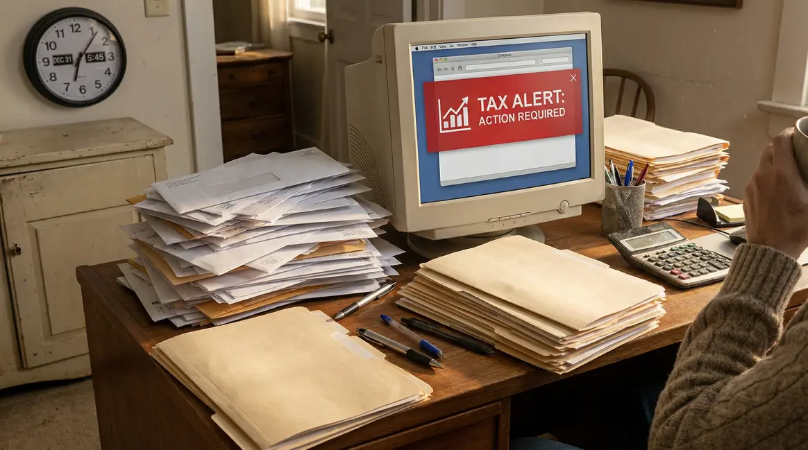 courriers non lus alerte fiscale dossiers empilés