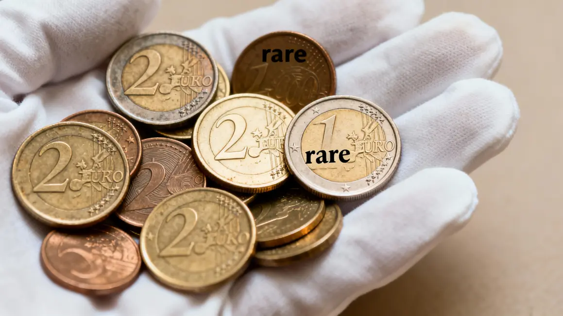 Gros plan sur pièces de 2 euros rares et courantes