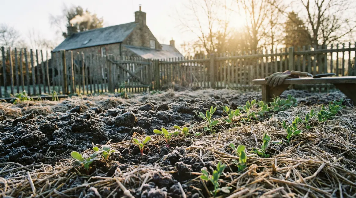 potager hiver semis radis feves pois paillage