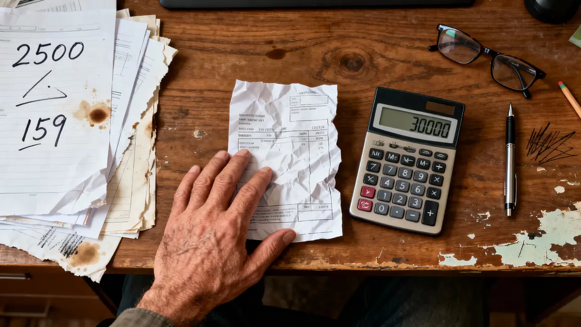 main âgée tenant facture et calcul abattement fiscal retraite