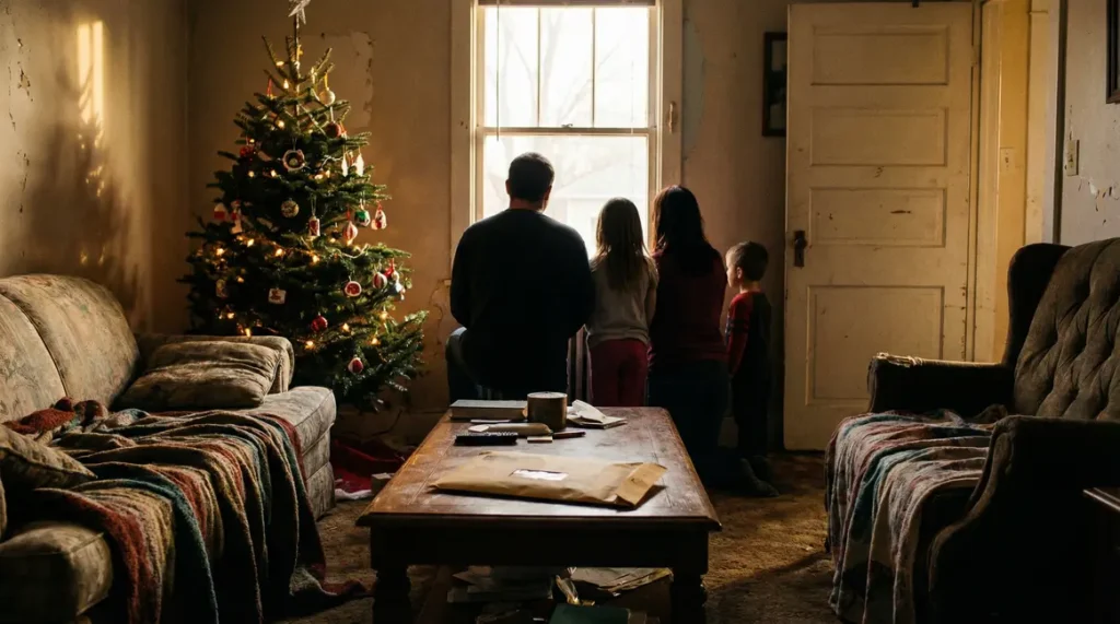 famille modeste prime de Noël CAF enveloppe sapin