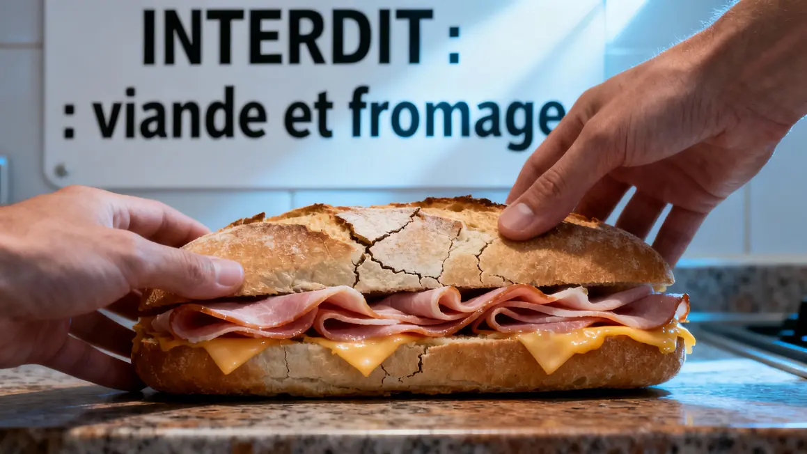 Sandwich interdit viande fromage panneau frontière
