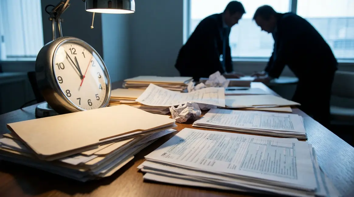 piles de dossiers administratifs retraite et horloge urgence