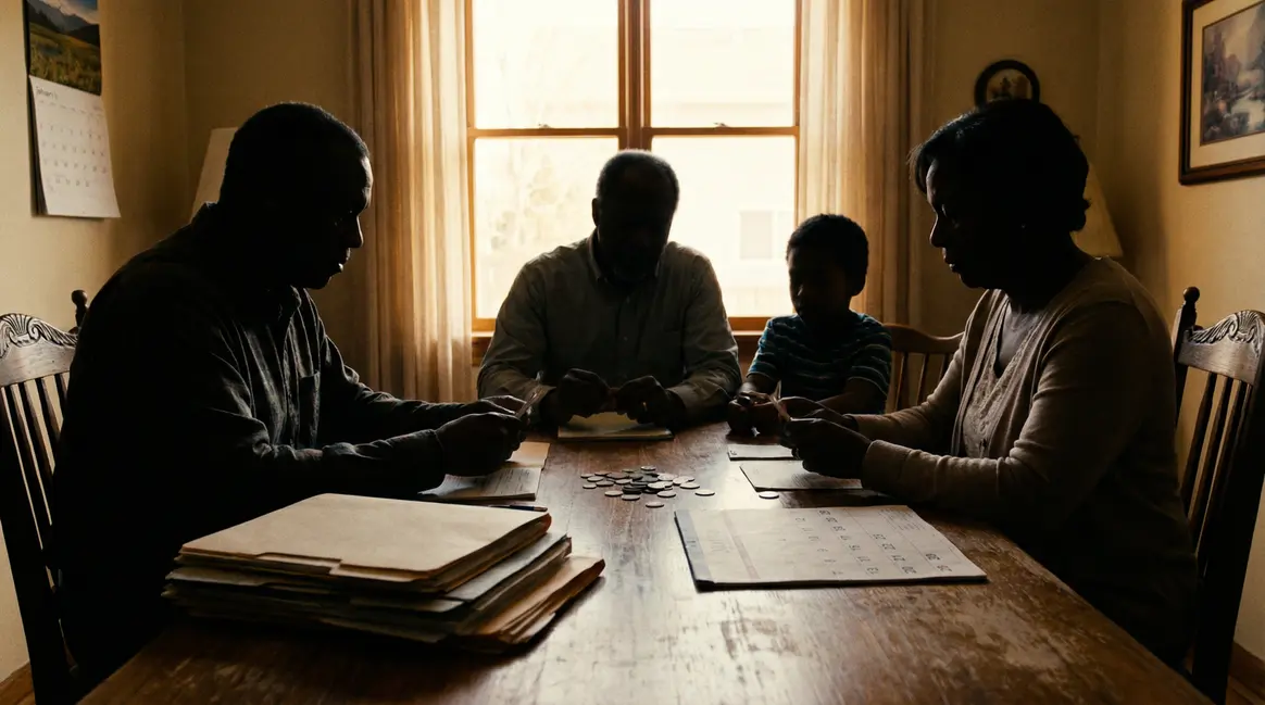 Famille autour d'une table dossiers retraite surcote