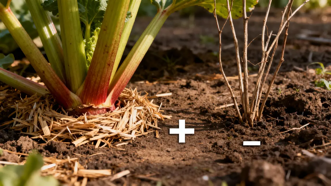 comparatif rhubarbe paillée saine vs affectée