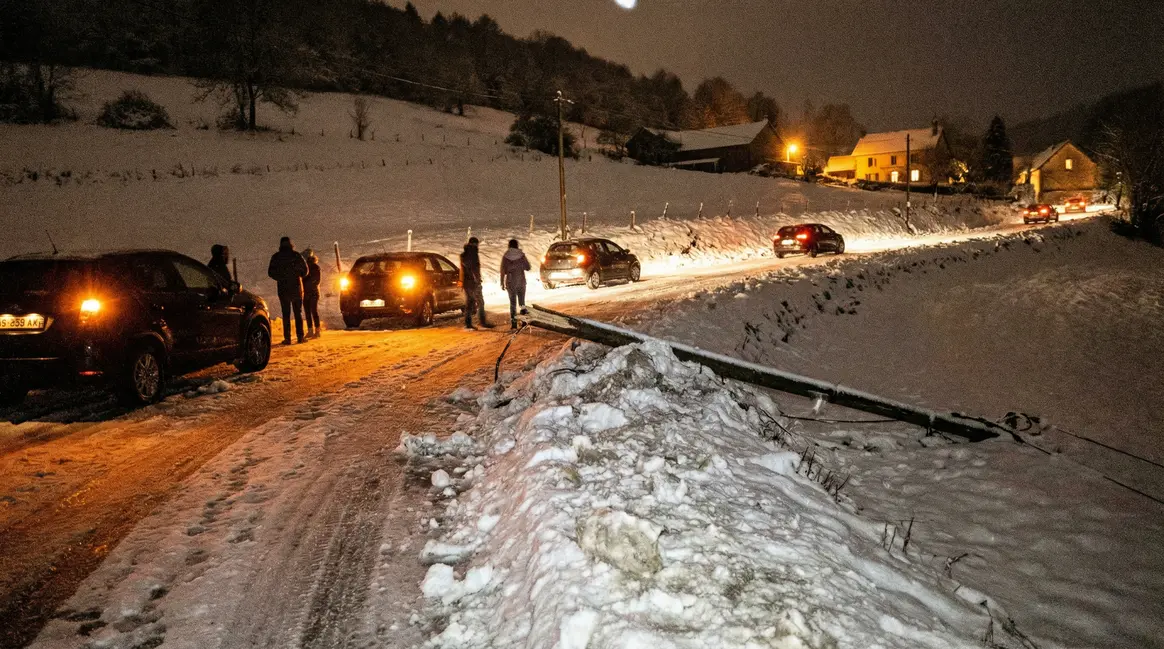 Route enneigée et verglacée France nuit vigilance