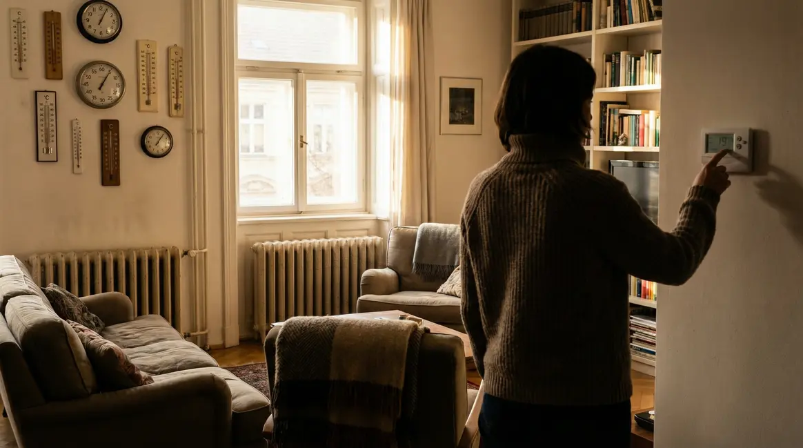 Salon moderne radiateurs thermostat chaleur logement hiver