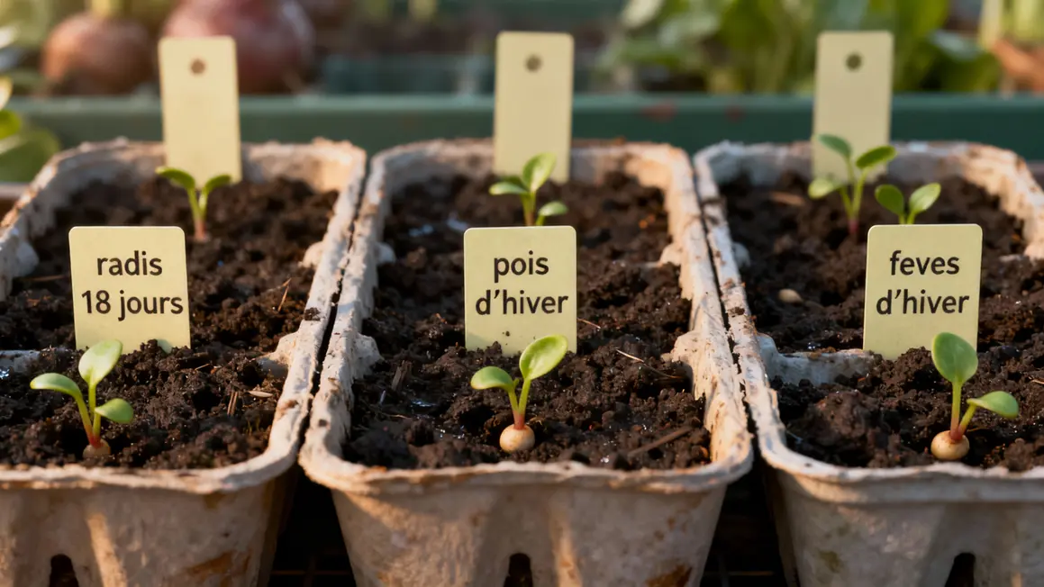 Semis radis 18 jours pois fèves potager hiver