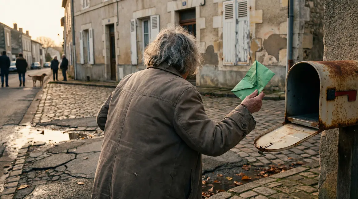 senior anxieuse devant boite aux lettres rodez