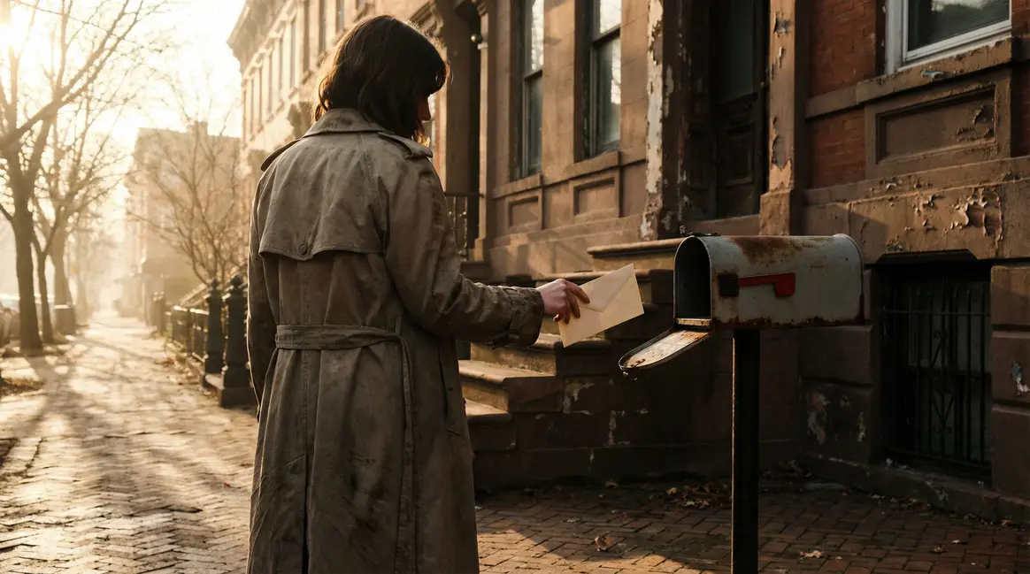 Femme devant maison boîte aux lettres assurance vie