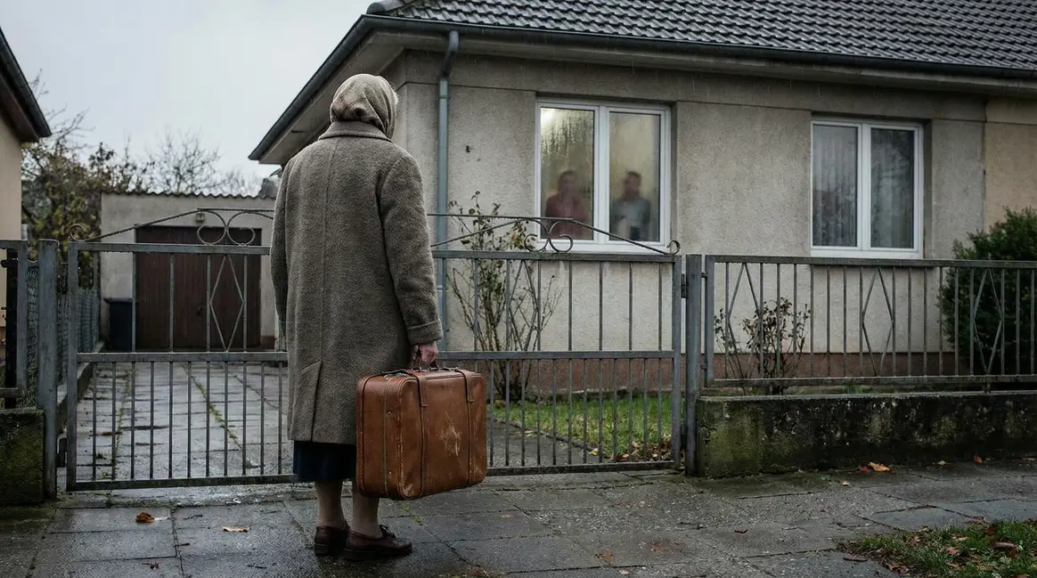 femme agee devant portail ferme maison brive silhouettes squatteurs