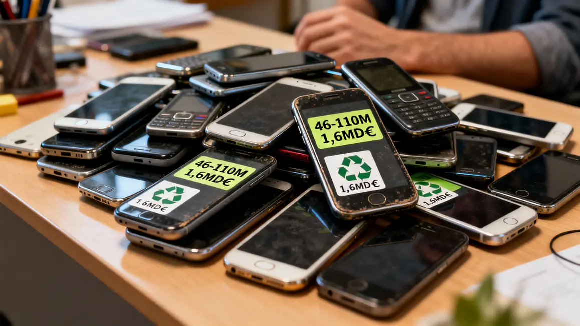 Piles de smartphones chiffres recyclage France