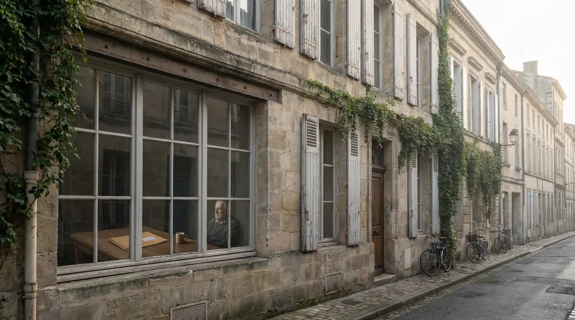 maison ancienne de bordeaux vue extérieure enveloppe officielle sur table héritage