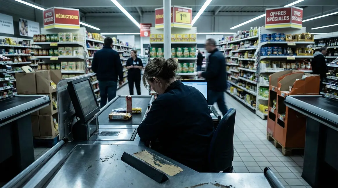 caissiere supermarche ambiance incertitude changement
