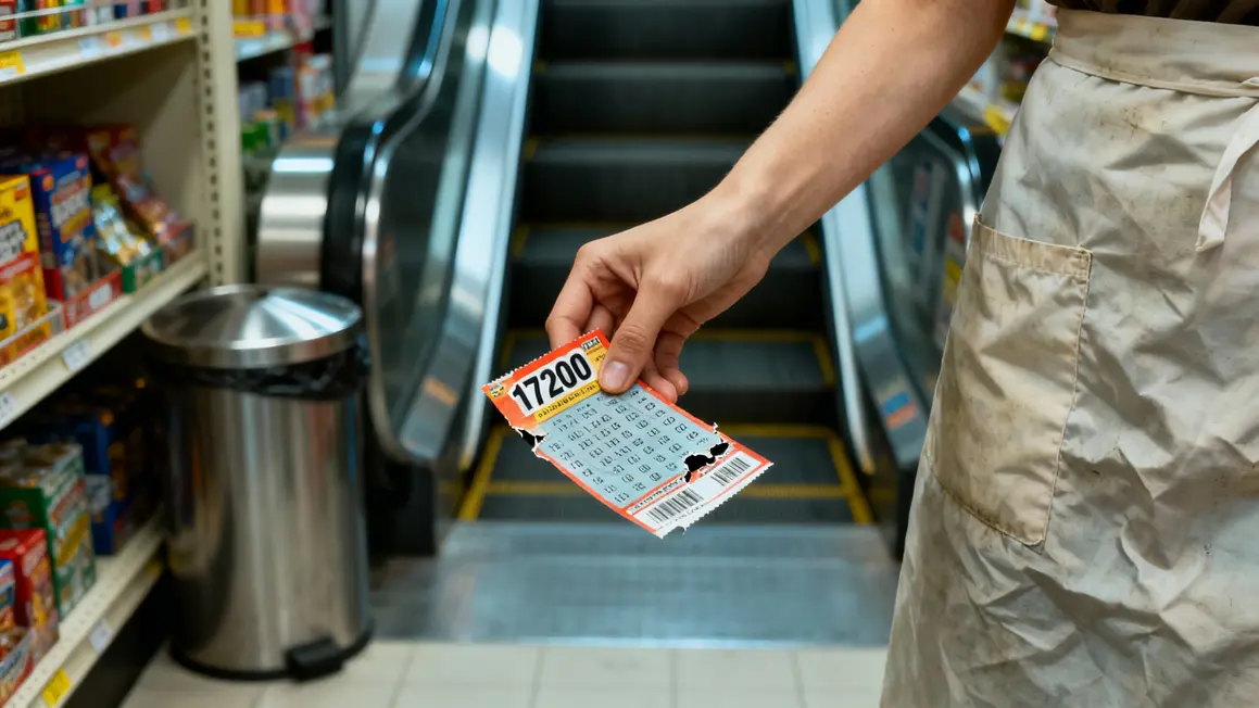 main femme ticket jeu gagné 17200 poubelle