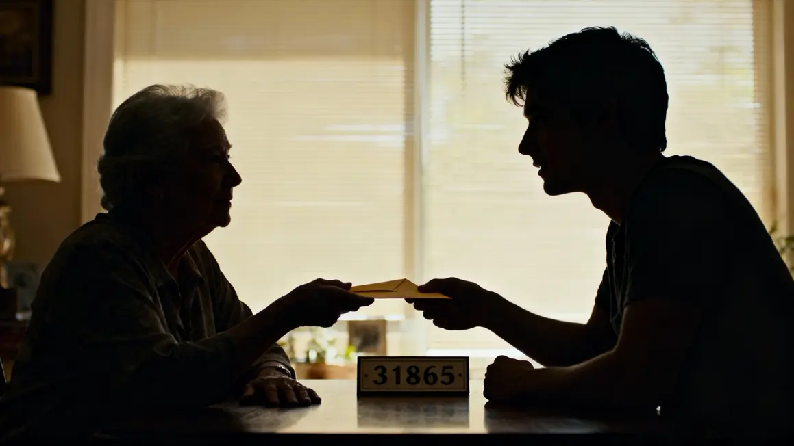 Don familial senior et jeune main enveloppe plafond