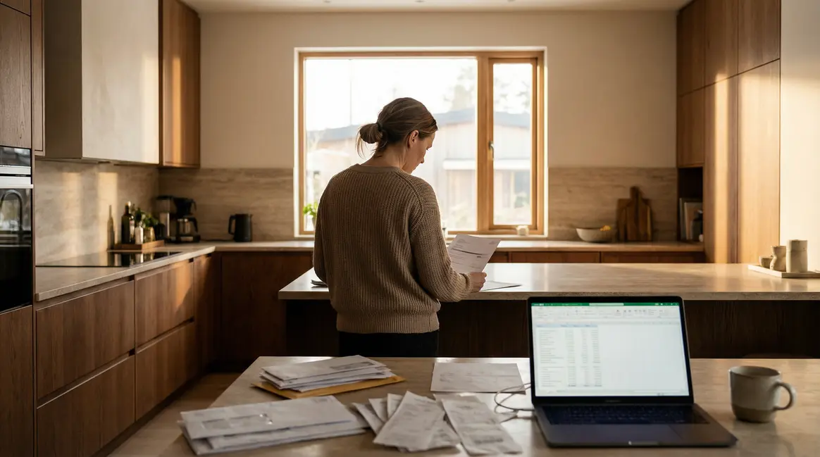 Femme analysant document fiscal gestion patrimoine familial