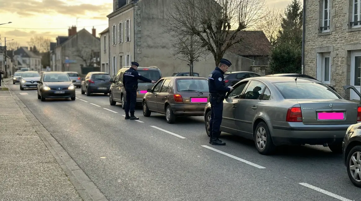 Voitures françaises avec plaques roses WW lors d'un contrôle