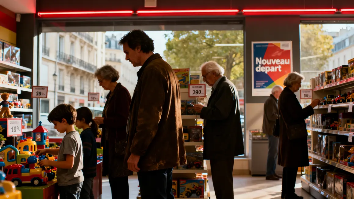 Clients rayons magasin sous neon mutation