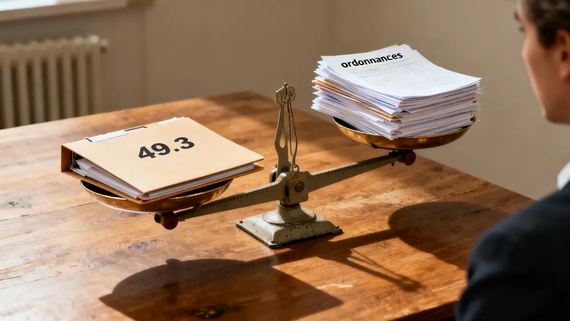 Balance symbolique 49.3 ordonnances décision gouvernement