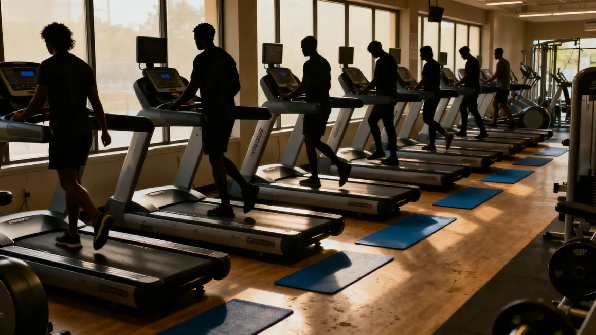 Machines de musculation occupées avec files de sportifs