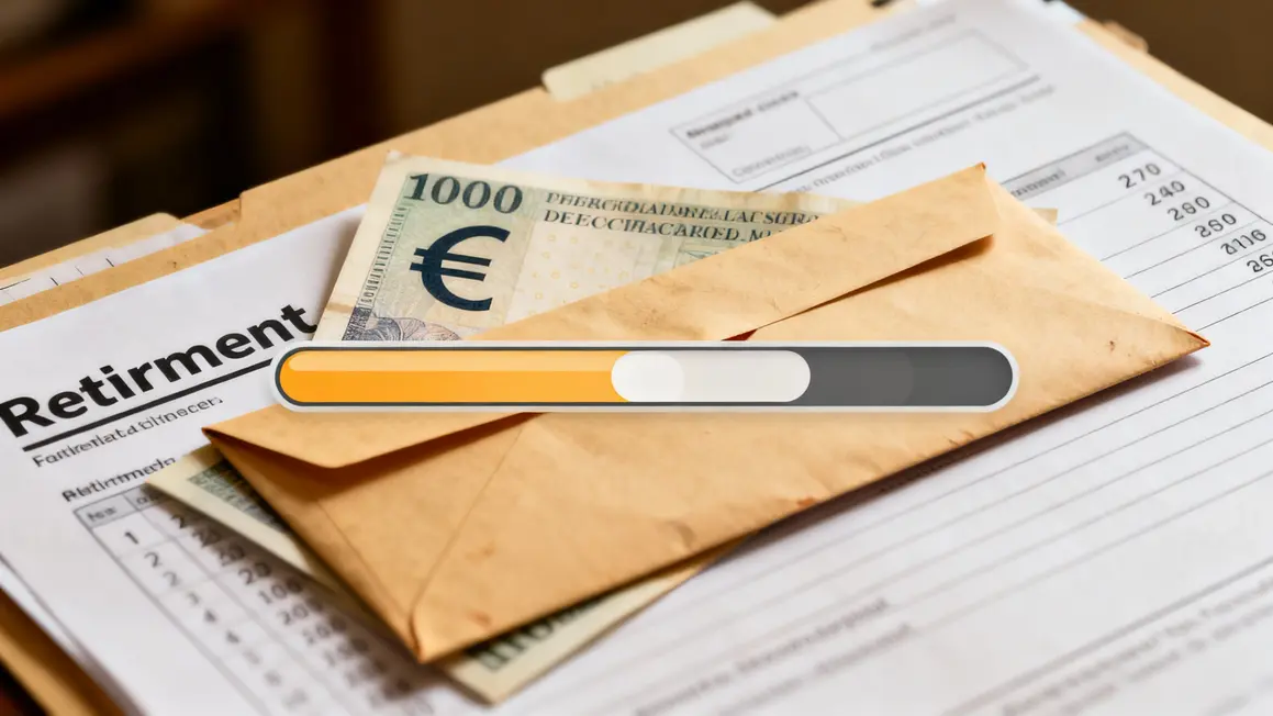 Enveloppes et euro sur dossier retraite Agirc Arrco
