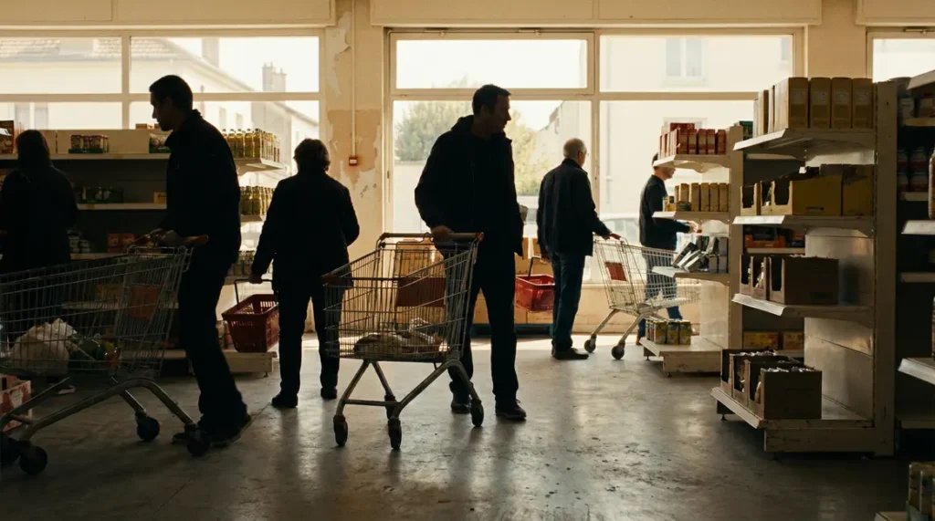 Aldi supermarché discount en France avec clients devant les rayons