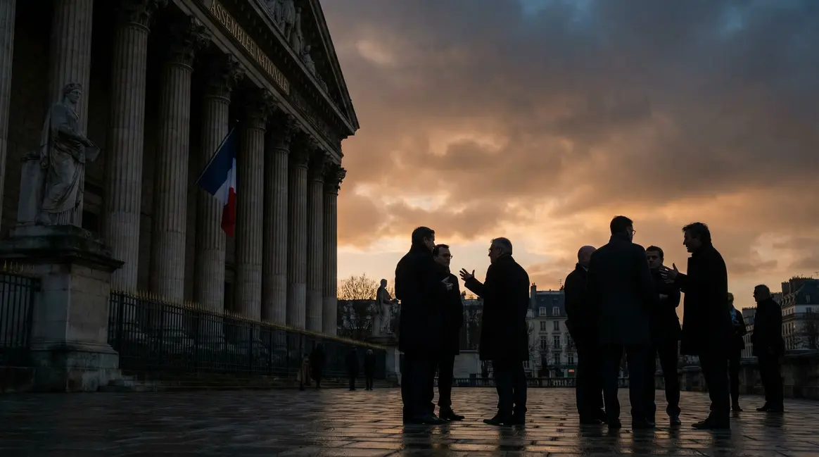 Façade de l'Assemblée nationale, figures politiques, tension institutionnelle